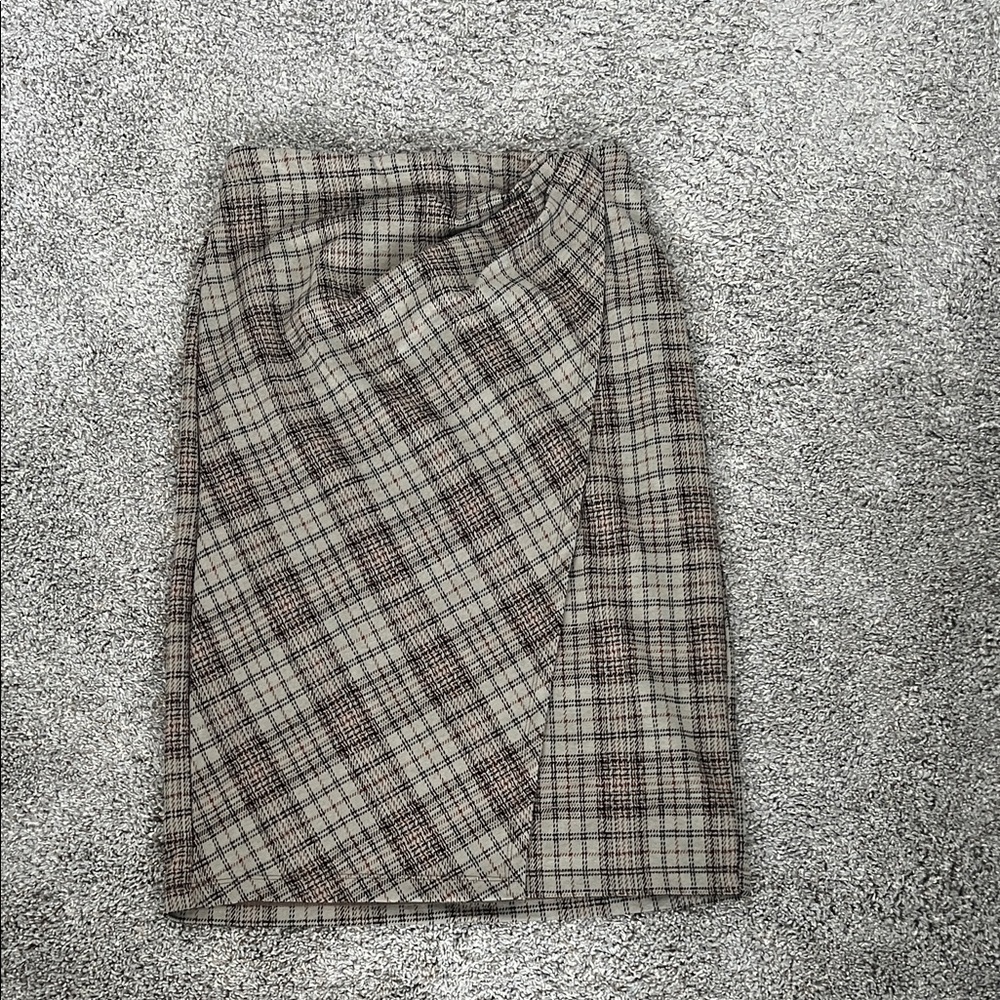 Max Studio Plaid Pencil Skirt - Brown